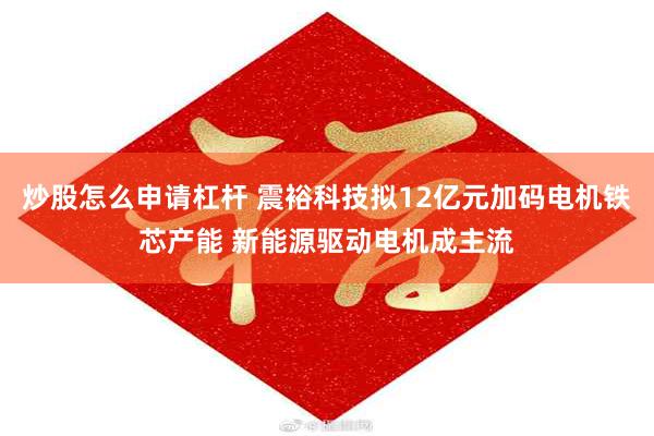 炒股怎么申请杠杆 震裕科技拟12亿元加码电机铁芯产能 新能源驱动电机成主流